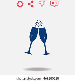 Champagne vector icon on white background.