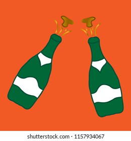 champagne vector icon in two bottle