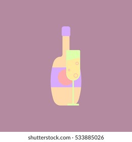 Champagne Vector illustration Champagne bottle with glass