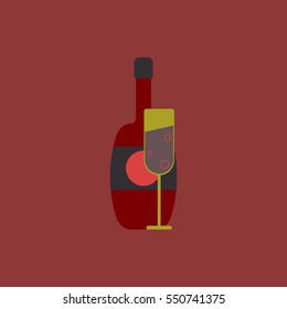 Champagne Vector illustration Champagne bottle with glass