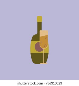 Champagne Vector illustration Champagne bottle with glass