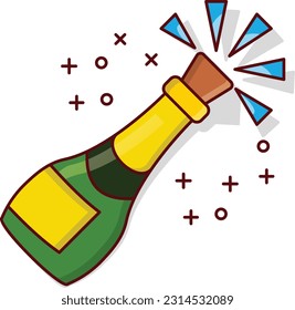 champagne Vector illustration on a transparent background. Premium quality symmbols. Vector line flat icons for concept and graphic design.