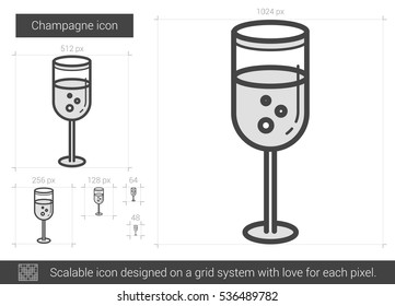 Champagne vector line icon isolated on white background. Champagne line icon for infographic, website or app. Scalable icon designed on a grid system.