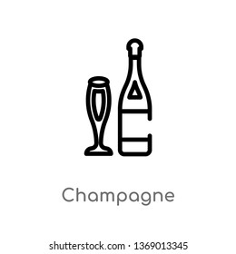 champagne vector line icon. Simple element illustration. champagne outline icon from hotel concept. Can be used for web and mobile