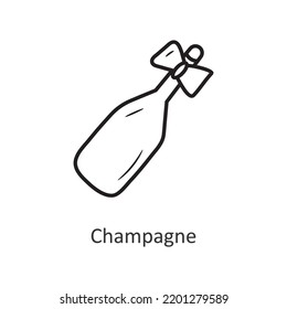 Champagne vector outline Icon Design illustration. Holiday Symbol on White background EPS 10 File