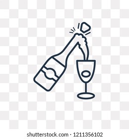 Champagne vector outline icon isolated on transparent background, high quality linear Champagne transparency concept can be used web and mobile