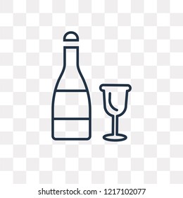 Champagne vector outline icon isolated on transparent background, high quality linear Champagne transparency concept can be used web and mobile