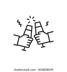 Champagne vector outline icon style illustration. EPS 10 file 