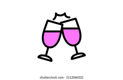 champagne Vector wedding icon on white background