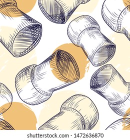 Champagne wine bottle cork seamless pattern. Cork stoppers backdrop. Wrapping paper. Vector illustration