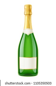 Champagne. Wine bottle. French traditional drink. Isolated white background. EPS10 vector illustration.