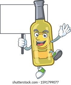 Champagne yellow bottle cute cartoon character style bring board