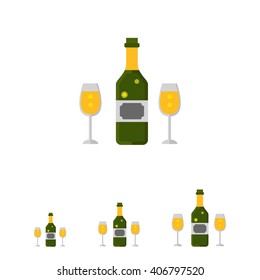 Champagnebottle and glasses