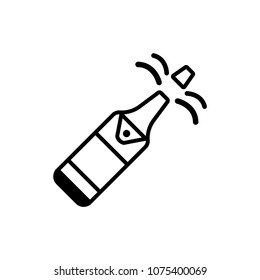 Champagne.Outline.Party Holiday Event Celebration Food Drink in flat design .Vector