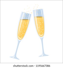 champagner glasses symbol flat design isolated on white background