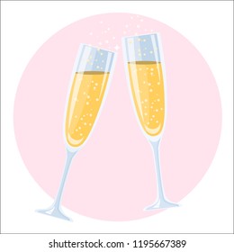 champagner glasses symbol flat design icon