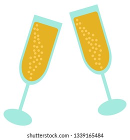 champagner glasses symbol flat design isolated on white background