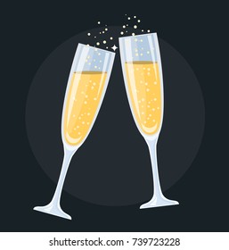 champagner glasses symbol flat design icon