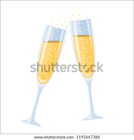 champagner glasses symbol flat design isolated on white background