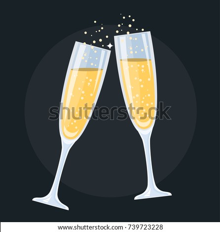 champagner glasses symbol flat design icon