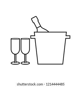 Champaign bottle thin line icons. Alchogol glass outline linear pictogram for web and applications isolated on white background. Bottle and cup line art vector icon.