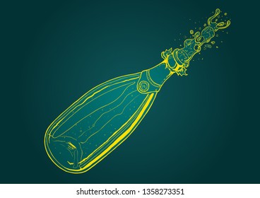Champaign bottle - Vector illustration