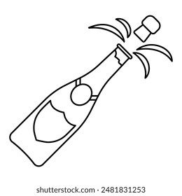 champange bottle icon, outline style for web site or mobile app, for merry christmas and holidays, outline simple vector illustration