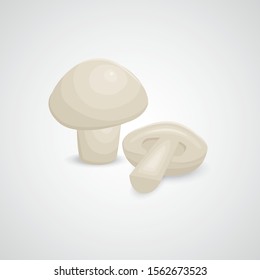 Champignon 3d vector icon on neutal background.