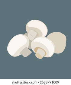 champignon. Edible tasty ripe mushroom slices, delicious raw champignon mushrooms 