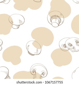 Champignon graphic color seamless pattern sketch illustration vector