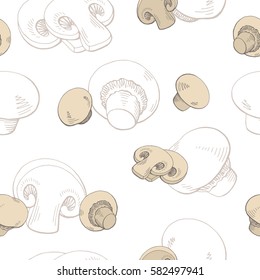 Champignon graphic color seamless pattern sketch illustration vector