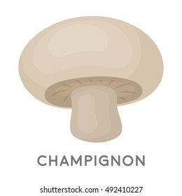 Champignon icon in cartoon style isolated on white background. Mushroom symbol stock vector illustration.