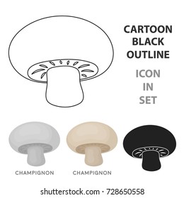 Champignon icon in cartoon style isolated on white background. Mushroom symbol stock vector illustration.