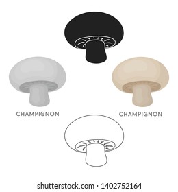 Champignon icon in cartoon,black style isolated on white background. Mushroom symbol stock vector illustration.