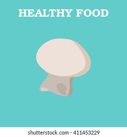 Champignon icon. Flat style vector illustration. Vegetarian food. Healthy lifestyle. Raw food diet. Vector background. 