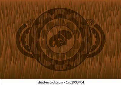 champignon icon inside Fur realistic badge. Animal delicate background. Vector illustration. 