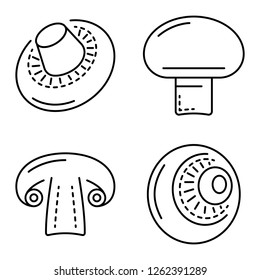 Champignon icon set. Outline set of champignon vector icons for web design isolated on white background