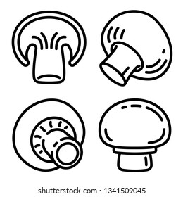 Champignon icons set. Outline set of champignon vector icons for web design isolated on white background