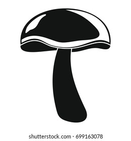 Champignon mushroom black simple silhouette icon vector illustration for design and web isolated on white background. Champignon mushroom vector object for labels, logos and advertising