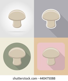 champignon mushroom food and objects flat icons vector illustration isolated on background