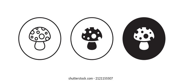 Champignon mushroom icon button, vector, sign, symbol, logo, illustration, editable stroke, flat design style isolated on white