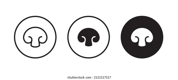 Champignon mushroom icon button, vector, sign, symbol, logo, illustration, editable stroke, flat design style isolated on white