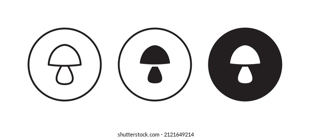 Champignon mushroom icon button, vector, sign, symbol, logo, illustration, editable stroke, flat design style isolated on white