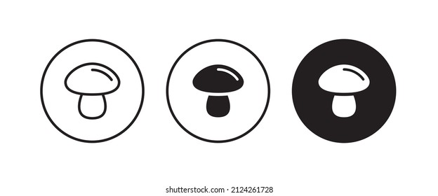 Champignon mushroom icon button, vector, sign, symbol, logo, illustration, editable stroke, flat design style isolated on white