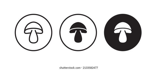 Champignon mushroom icon button, vector, sign, symbol, logo, illustration, editable stroke, flat design style isolated on white