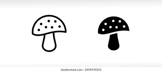 Champignon mushroom icon button, vector, sign, symbol, logo, illustration, editable stroke, flat design style isolated on white