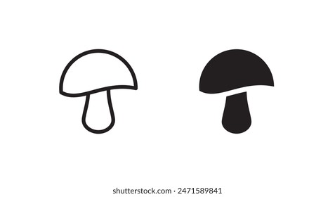 Champignon mushroom icon button, vector, sign, symbol, logo, illustration, editable stroke, flat design style isolated on white