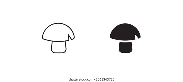 Champignon mushroom icon button, vector, sign, symbol, logo, illustration, editable stroke, flat design style isolated on white