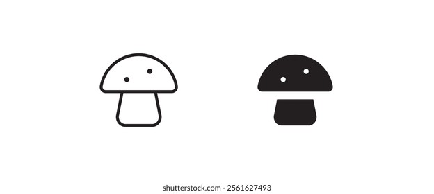 Champignon mushroom icon button, vector, sign, symbol, logo, illustration, editable stroke, flat design style isolated on white