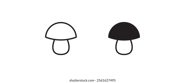 Champignon mushroom icon button, vector, sign, symbol, logo, illustration, editable stroke, flat design style isolated on white